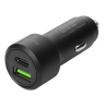Automobilinis USB kroviklis DELTACO 1x USB-C, PD 18 W, 1x USB-A, 18 W, 36W, metalinis / USBC-CAR122