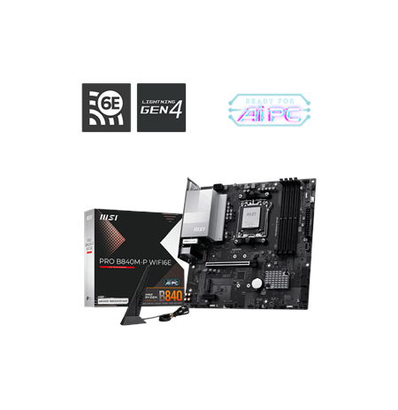 MSI PRO B840M-P WIFI6E | Processor family AMD | Processor socket AM5 | DDR5 | Supported hard disk drive interfaces SATA