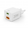 Hama 00201991 Fast Charger 1x USB-C 1x USB-A, Mini Charger, PD, 20W, White