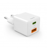Hama 00201991 Fast Charger 1x USB-C 1x USB-A, Mini Charger, PD, 20W, White