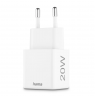 Hama 00201991 Fast Charger 1x USB-C 1x USB-A, Mini Charger, PD, 20W, White