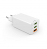 Hama 00201996 Fast Charger GaN, 2x USB-C, 1x USB-A, Mini Charger, PD, 65W, White
