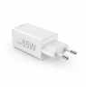 Hama 00201996 Fast Charger GaN, 2x USB-C, 1x USB-A, Mini Charger, PD, 65W, White