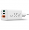 Hama 00201996 Fast Charger GaN, 2x USB-C, 1x USB-A, Mini Charger, PD, 65W, White
