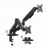 Gembird MA-DA2U-01 Adjustable desk 2-display mounting arm with USB ports, 17”-32”, black