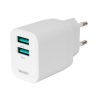 USB sieninis įkroviklis DELTACO, 2x USB-A, 12 W prievadai, maks. bendra galia 12 W, baltas / USB-AC200 / 1903265