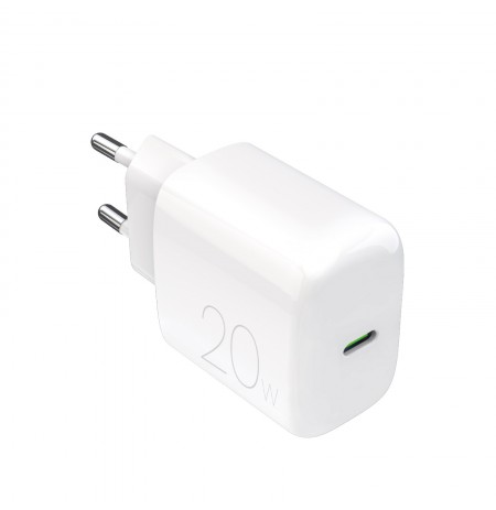 Wall Charger 1xUSB-C, 20W, by Puro White