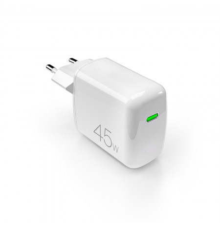 Wall Charger Super Mini GaN USB-C, 45W by Puro White
