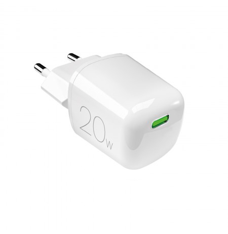 Wall charger GaN 1xUSB-C, 20W by Puro White
