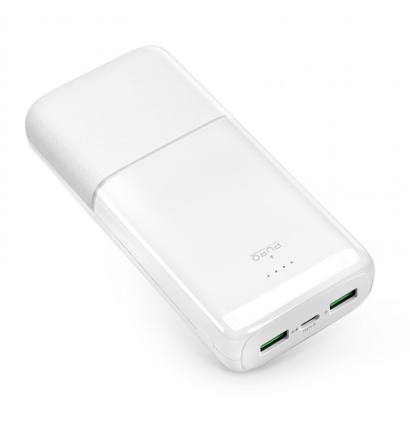 Powerbank 20000mAh 2xUSBA, 1xUSB-C 20W, by Puro White