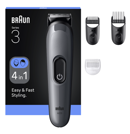 Braun 4-in-1 Grooming Kit | All-in-One Series 3 AIO3500 | Cordless | Number of length steps 14 | Black