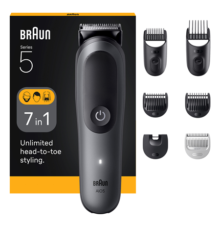 Braun 7-in-1 Grooming Kit | All-in-One Kit Series 5 AIO5520 | Cordless | Number of length steps 14 | Black