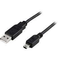 Kabelis DELTACO USB 2.0, Type A Male - Type Mini B Male, 2m, juodas / USB-26S
