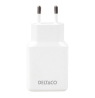 USB-C įkroviklis DELTACO, 5 W, 2x USB-C PD, plonas, 45 W, baltas / USBC-AC200 / 1903269
