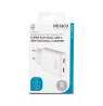 USB-C įkroviklis DELTACO, 5 W, 2x USB-C PD, plonas, 45 W, baltas / USBC-AC200 / 1903269