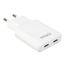 USB-C įkroviklis DELTACO, 5 W, 2x USB-C PD, plonas, 45 W, baltas / USBC-AC200 / 1903269