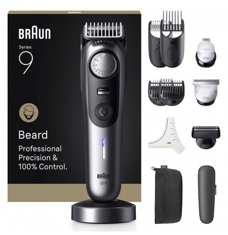 Braun BeardTrimmer 9 BT9560 beard trimmer Battery 52 2 cm Wet & Dry Black, Silver
