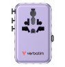 Verbatim Charge 'n' Travel 100W Universal Travel Adapter with retractable cable Purple
