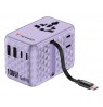 Verbatim Charge 'n' Travel 100W Universal Travel Adapter with retractable cable Purple