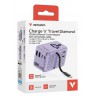 Verbatim Charge 'n' Travel 100W Universal Travel Adapter with retractable cable Purple