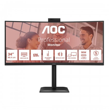 AOC Monitor 34" CU34E4CW HDMI+DP+USB-C+Webcam