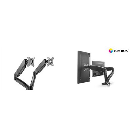 ICY BOX IB-MS304-T, Monitor stand with desk mounted base, for two screens, size up to 27'' | Raidsonic