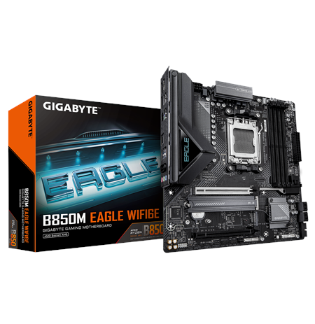 Gigabyte B850M EAGLE WF6E | Processor family AMD | Processor socket AM5 | DDR5 | Supported hard disk drive interfaces SATA, M.2 