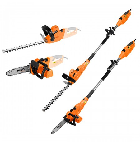 2-in-1 Garden Device with Boom: 750W 250mm Chainsaw+550W 460mm Hedge Trimmer