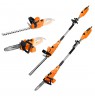 2-in-1 Garden Device with Boom: 750W 250mm Chainsaw+550W 460mm Hedge Trimmer