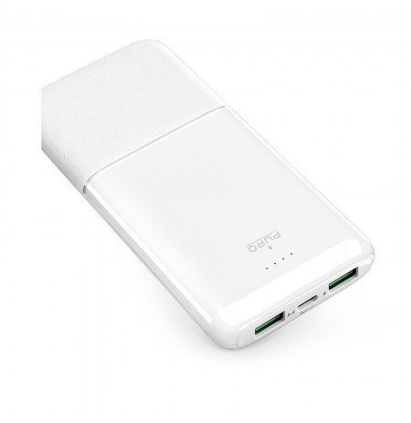 Powerbank 10000mAh 2xUSB, 1xUSB-C, 20W, by Puro White