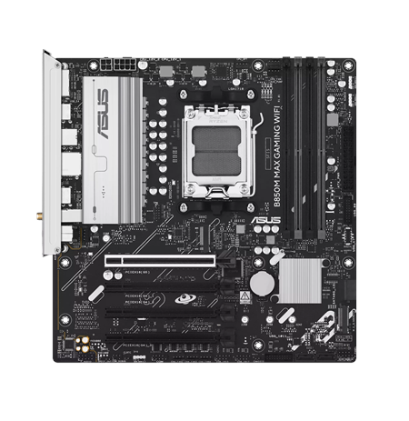 Asus B850M MAX GAMING WIFI | Processor family AMD | Processor socket AM5 | DDR5 | Supported hard disk drive interfaces SATA, M.2