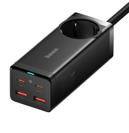 Baseus GaN3 Pro wall charger / powerstrip 2xUSB + 2xUSB-C + AC, 100W (black)