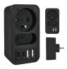 Maclean current socket x2 + 4xUSB, splitter with 2 sockets, 2xUSB A, 2xUSB C PD 20W, 1x16A + 1x6A, MCE249 F/B