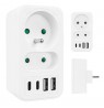 Current socket x2 + 4xUSB Maclean, splitter with 2 sockets, 2xUSB A, 2xUSB C PD 20W, 1x16A + 1x6A, MCE249 F/W