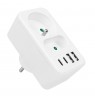 Current socket x2 + 4xUSB Maclean, splitter with 2 sockets, 2xUSB A, 2xUSB C PD 20W, 1x16A + 1x6A, MCE249 F/W