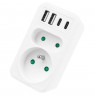 Current socket x2 + 4xUSB Maclean, splitter with 2 sockets, 2xUSB A, 2xUSB C PD 20W, 1x16A + 1x6A, MCE249 F/W
