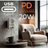 Current socket x2 + 4xUSB Maclean, splitter with 2 sockets, 2xUSB A, 2xUSB C PD 20W, 1x16A + 1x6A, MCE249 F/W