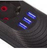 Maclean power strip, 5 socket extension cable + 3xUSB, 110-240V AC 50/60Hz, 2.1A max 2500W, 1.5m, black, MCE395 B