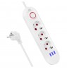Maclean power strip, 3 socket extension + 3xUSB, 110-240V AC 50/60Hz, 2.1A max 2500W, 1.5m, white, MCE394 W