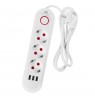 Maclean power strip, 3 socket extension + 3xUSB, 110-240V AC 50/60Hz, 2.1A max 2500W, 1.5m, white, MCE394 W
