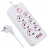 Maclean power strip, 6 socket extension + 4xUSB, 110-240V AC 50/60Hz, 2.1A max 2500W, 1.5 m, white, MCE389 W