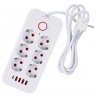 Maclean power strip, 6 socket extension + 4xUSB, 110-240V AC 50/60Hz, 2.1A max 2500W, 1.5 m, white, MCE389 W