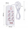 Maclean power strip, 6 socket extension + 4xUSB, 110-240V AC 50/60Hz, 2.1A max 2500W, 1.5 m, white, MCE389 W