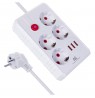 Maclean power strip, 4-socket extension cable + 3xUSB, 110-240V AC 50/60Hz, 2.1A max 2500W, 3m, white, MCE393 W