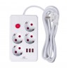 Maclean power strip, 4-socket extension cable + 3xUSB, 110-240V AC 50/60Hz, 2.1A max 2500W, 3m, white, MCE393 W