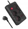 Maclean power strip, 4-socket extension cable + 3xUSB, 110-240V AC 50/60Hz, 2.1A max 2500W, 3m, black, MCE393 B
