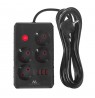 Maclean power strip, 4-socket extension cable + 3xUSB, 110-240V AC 50/60Hz, 2.1A max 2500W, 3m, black, MCE393 B