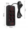 Maclean power strip, 6 socket extension + 4xUSB, 110-240V AC 50/60Hz, 2.1A max 2500W, 1.5 m, black, MCE389 B