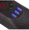 Maclean power strip, 3-socket extension cable + 3xUSB, 110-240V AC 50/60Hz, 2.1A max 2500W, 1.5m, black, MCE394 B