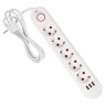 Maclean power strip, 5 socket extension + 3xUSB, 110-240V AC 50/60Hz, 2.1A max 2500W, 1.5m, white, MCE395 W
